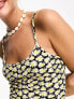 Фото #5 товара Noisy May split front mini cami dress in yellow and black floral