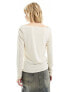 Фото #5 товара Monki super soft long sleeve boat neck top in beige