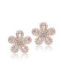 ფოტო #1 პროდუქტის Sterling Silver 18K Rose Plated Clear Cubic Zirconia Flower Stud Earrings