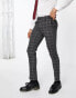 ASOS DESIGN wool mix skinny smart trousers in grey check