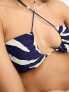 4th & Reckless neena tie neck bikini top in navy zebra print