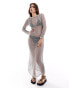 Фото #1 товара Mango crochet beach midi dress in silver