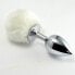 Фото #1 товара Metal Butt Plug with White Pompon Size L
