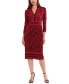 Фото #1 товара Women's Placed Print 3/4-Sleeve Jersey Sheath Dress