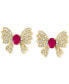 ფოტო #3 პროდუქტის EFFY® Ruby (1/2 ct. t.w.) & Diamond (1/4 ct. t.w.) Butterfly Stud Earrings in 14k Gold