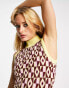 Фото #3 товара Violet Romance high neck knitted mini dress in geo print