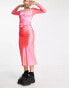 Фото #2 товара COLLUSION satin slip maxi skirt co ord in pink