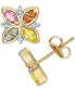 ფოტო #1 პროდუქტის Multi-Sapphire (3/4 ct. t.w.) & Diamond (1/20 ct. t.w.) Flower Stud Earrings in 14k Gold