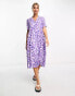 Фото #2 товара Monki midi shirt dress in lilac floral