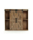 Фото #2 товара Farmhouse 27.2" Tall Medium Density Fiberboard, Wood, Iron Sliding 2-Door Wall Storage Cabinet