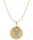 ფოტო #1 პროდუქტის 14k Gold Necklace, Diamond Accent Letter Y Disk Pendant