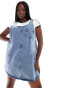 Noisy May Curve denim pinafore dress in mid wash blue Mittelblaues Denim, 44 - фото #2