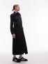 Topshop denim half button up maxi dress in washed black 32 - фото #1