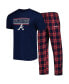 Men's Navy, Red Atlanta Braves Badge T-shirt and Pants Sleep Set