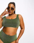 ASOS DESIGN Curve mix and match glitter square neck crop bikini top in green grün, EU 56 - фото #1