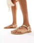 ASOS DESIGN Fortune hardware flat sandal in gold Золотистый, 38 - фото #1