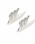 DesignB London large wave stud earrings in silver Серебристый - фото #2