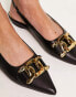 RAID Wide Fit flat shoes with gold buckle in black