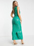 ASOS DESIGN all over feather embellished maxi dress in green