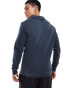 ASOS DESIGN polo sweatshirt with zip in mid blue