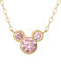 Фото #2 товара Disney mickey Mouse Cubic Zirconia Birthstone Pendant Necklace with 15" Chain in 14k Yellow Gold
