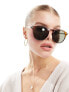 ASOS DESIGN round sunglasses in crystal brown with metal temple