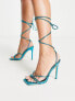 Фото #5 товара Public Desire Wide Fit Dax tie ankle heel sandals in metallic blue