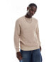 ADPT oversized fisherman rib crew neck jumper in beige