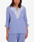 Фото #1 товара Petite Summer Breeze Embroidered Tie Sleeve Gauze Top