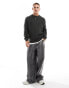 New Look fisherman crew neck jumper in dark grey