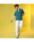 ფოტო #5 პროდუქტის Men's Teal Green Self-Design Creased Striped Shirt