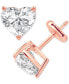 ფოტო #2 პროდუქტის Certified Lab Grown Diamond Heart-Cut Stud Earrings (4 ct. t.w.) in 14k Gold