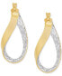 ფოტო #3 პროდუქტის Polished & Textured Oval Twist Hoop Earrings in 10k Gold