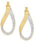 Polished & Textured Oval Twist Hoop Earrings in 10k Gold