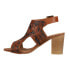 Roper Mika Ii Floral Embossed Block Heels Womens Brown Casual Sandals 09-021-09