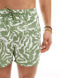 ASOS DESIGN swim shorts in short length in green abstract swirl print