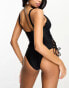 ASOS DESIGN Fuller Bust plunge swimsuit with lace up side detail in black EU 75J - фото #6