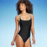 Women's Contrast Binding Medium Coverage One Piece Swimsuit - Kona Sol Black XS