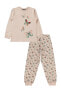 Kız Çocuk Pijama Takımı 6-9 Yaş Pembe Kil