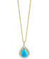 ფოტო #2 პროდუქტის EFFY® Turquoise & Diamond (1/5 ct. t.w.) Teardrop Halo 18" Pendant Necklace in 14k Gold