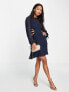 Фото #1 товара ASOS DESIGN pleated mini dress with ruched waist detail in navy