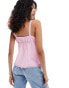 Фото #4 товара ASOS DESIGN cotton lace trim cami top in pink