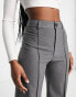 Фото #2 товара Pull&Bear high waisted seam front tailored straight leg trouser in grey