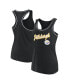 Фото #1 товара Women's Black Pittsburgh Steelers Wordmark Logo Racerback Scoop Neck Tank Top