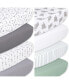 Фото #1 товара Celestial Stars and Elephant Fitted Crib Sheets, Unisex 8-Pack Set, Grey, Green