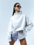 Фото #1 товара ASOS DESIGN heavyweight high neck sweatshirt in grey marl