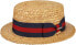 Фото #2 товара Stetson Boater Weizenstrohhut - Naturfarbener Hut mit blau-rotem Ripsband - Klassischer Sommerhut mit UV-Schutz 40+ - Damen & Herren - Frühjahr/Sommer
