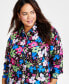 Фото #3 товара Plus Size Floral-Print Button-Down Chiffon Blouse, Created for Macy's
