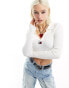 Tommy Jeans knit rib collar sweater in white