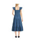 Фото #3 товара Women's Chambray Smocked Dress with Ruffle Straps